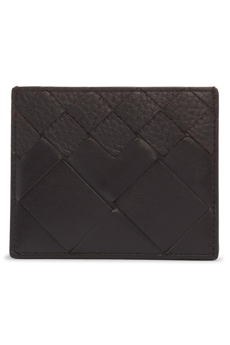 Intrecciato Leather Card Case, Alternate, color, 2145 FONDANT-SILVER