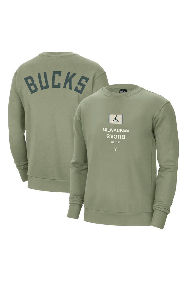 Men's Jordan Brand Green Milwaukee Bucks Courtside Statement Edition Heavyweight Pullover Sweatshirt, Main, color, Green