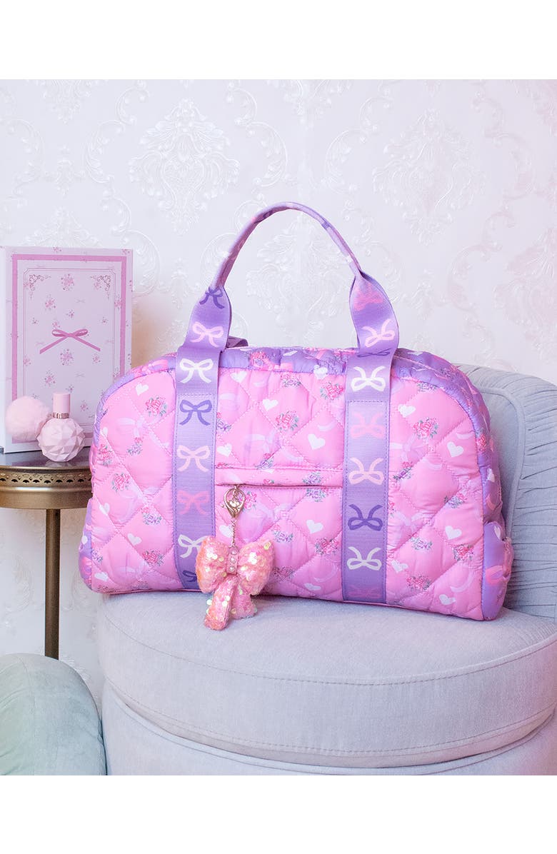 OMG Accessories Kids' Bow Quilt Duffle Bag, Alternate, color, Purple Multi