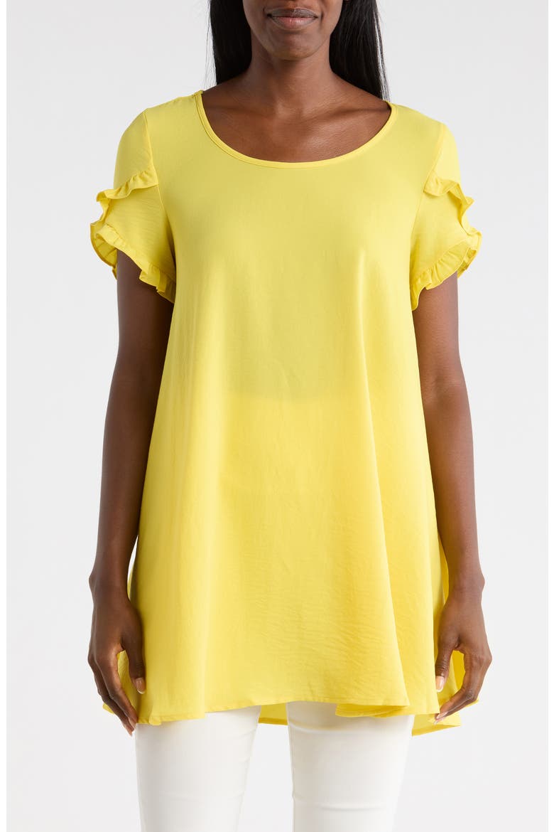 Ruffle Sleeve Tunic Top, Main, color, YELLOW