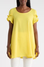 PATRIZIA LUCA Ruffle Sleeve Tunic Top