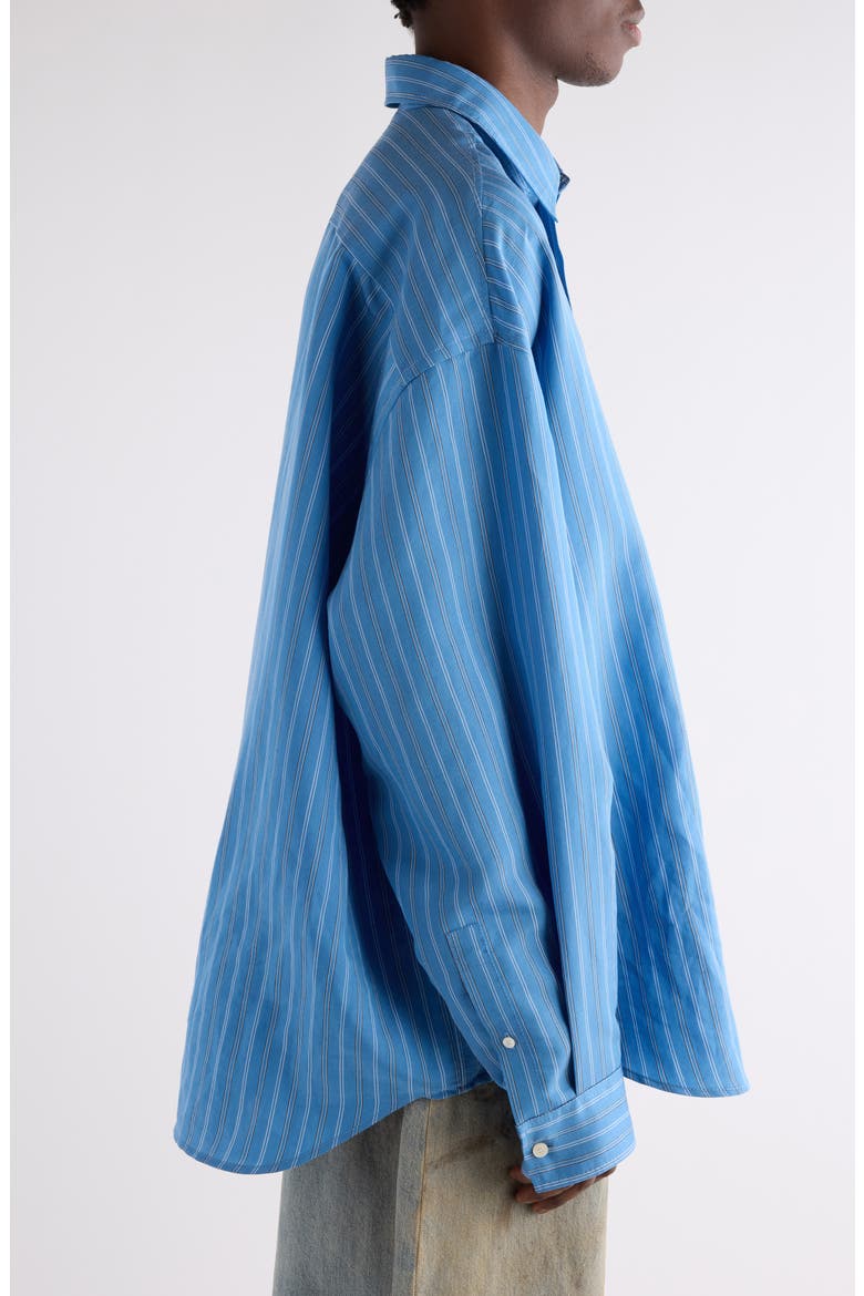 Roffia Stripe Overisze Button-Up Shirt, Alternate, color, BLUE MULTI