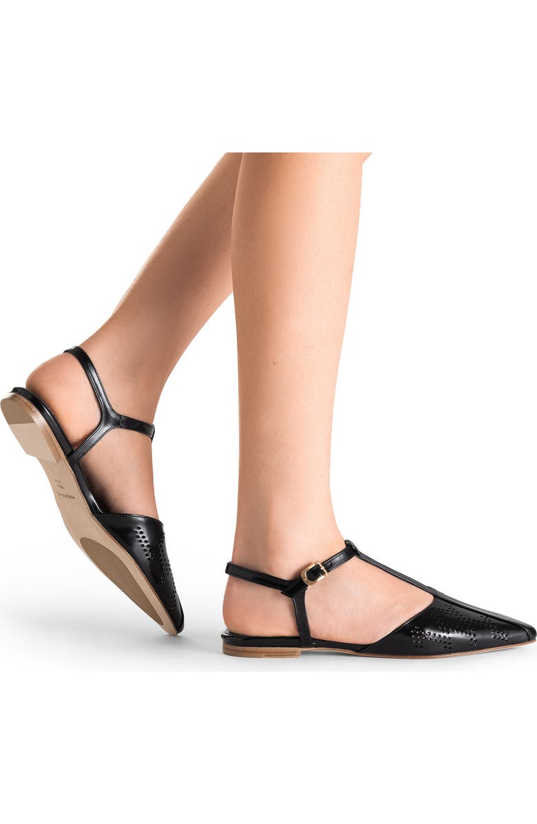 Magnanni Siona Ankle Strap Pointed Toe Flat, Alternate, color, Black