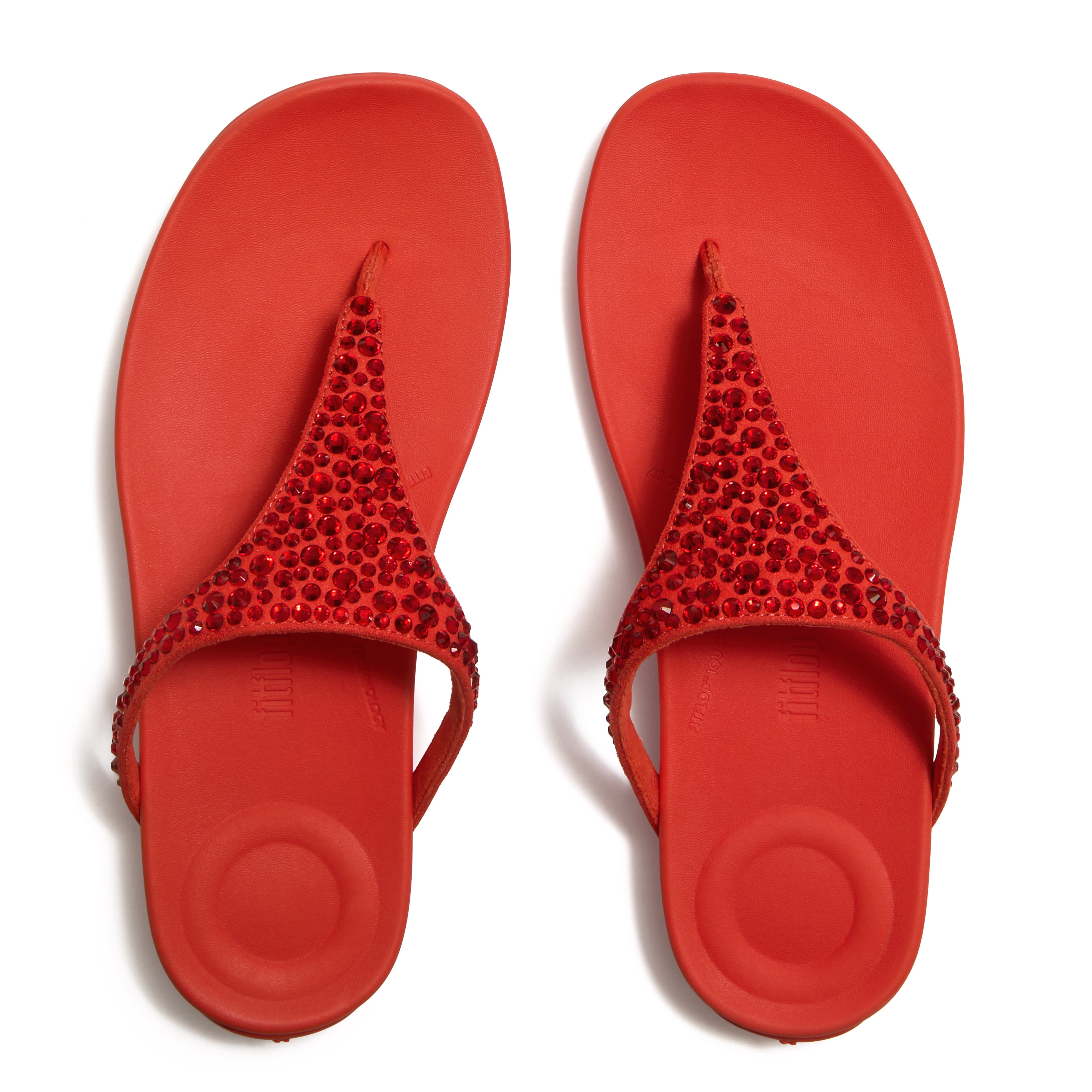 Solay Mixed-Crystal Toe-Post Sandals, Alternate, color, Cherry Tomato