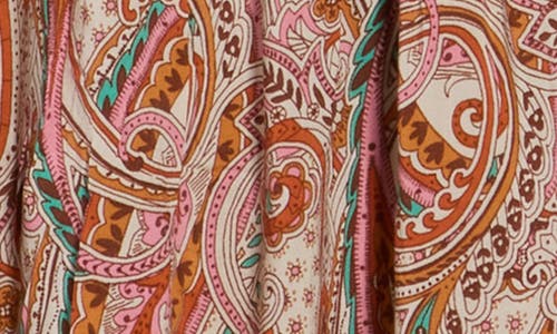Lovestitch Paisley Long Sleeve Minidress In Brown