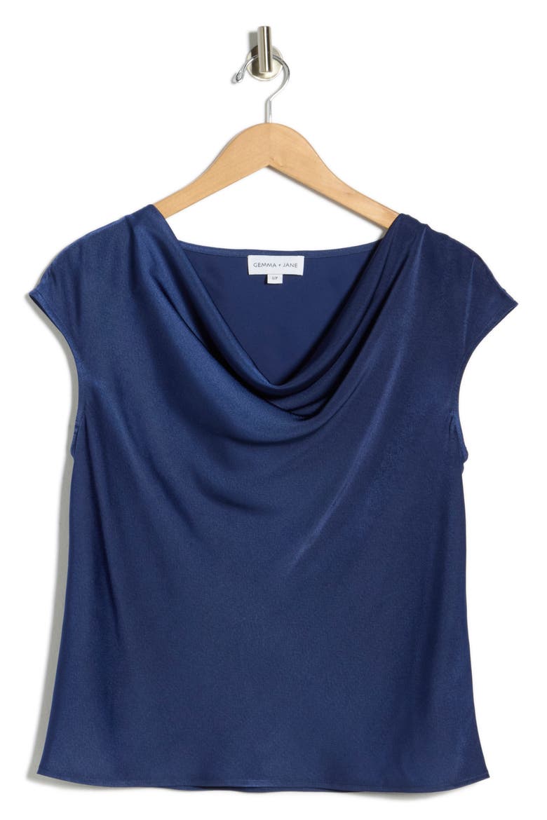 Cowl Neck Top, Alternate, color, NAVY