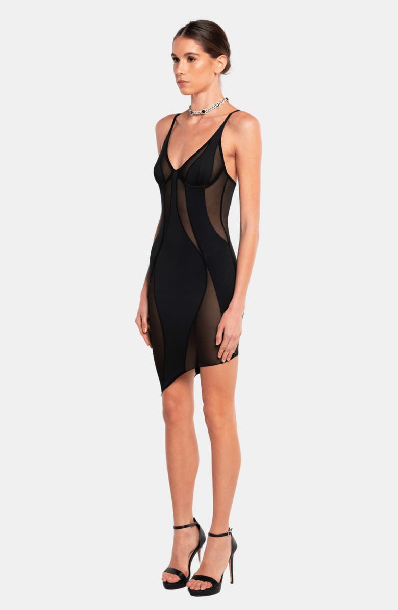 OW Collection Swirl Mini Dress, Alternate, color, Black