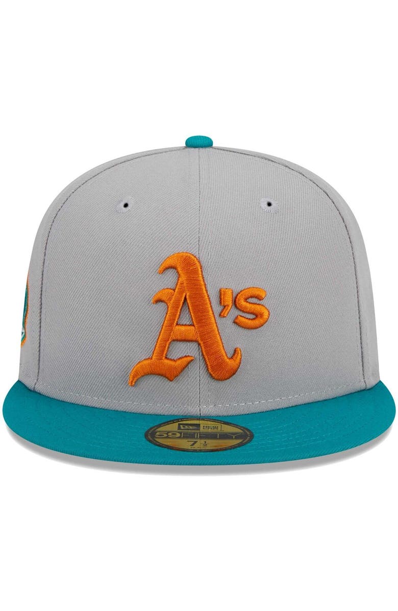 New Era Men's New Era Gray/Teal Oakland Athletics 59FIFTY Fitted Hat, Alternate, color, Gray