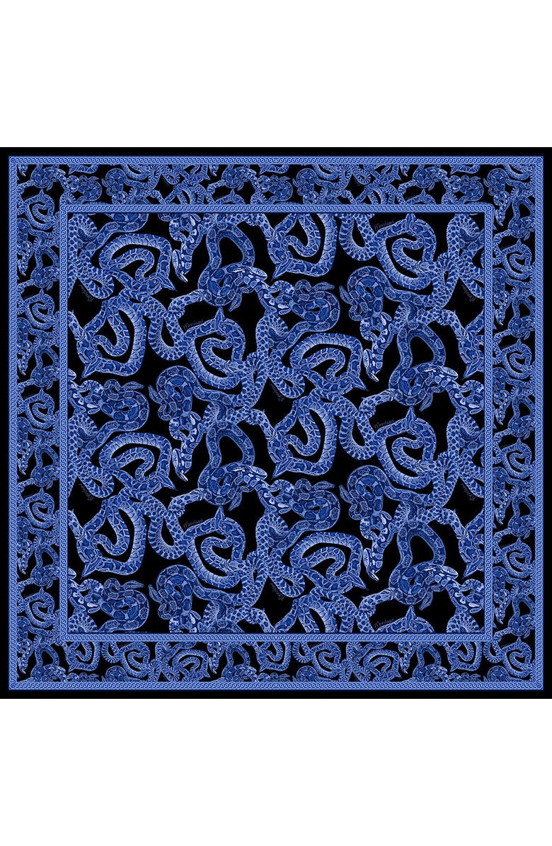 Monzlapur Silk Serpent Noir Scarf, Alternate, color, Electric Blue