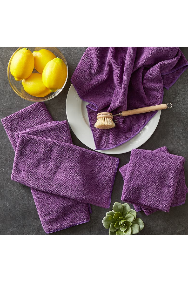 Eggplant Essential Dishtowel Set/6, Alternate, color, Eggplant
