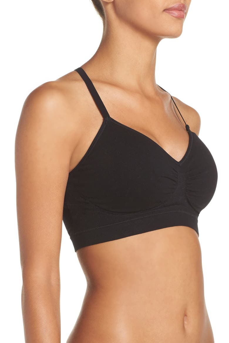 'Emmie' T-Back Bralette, Alternate, color, BLACK