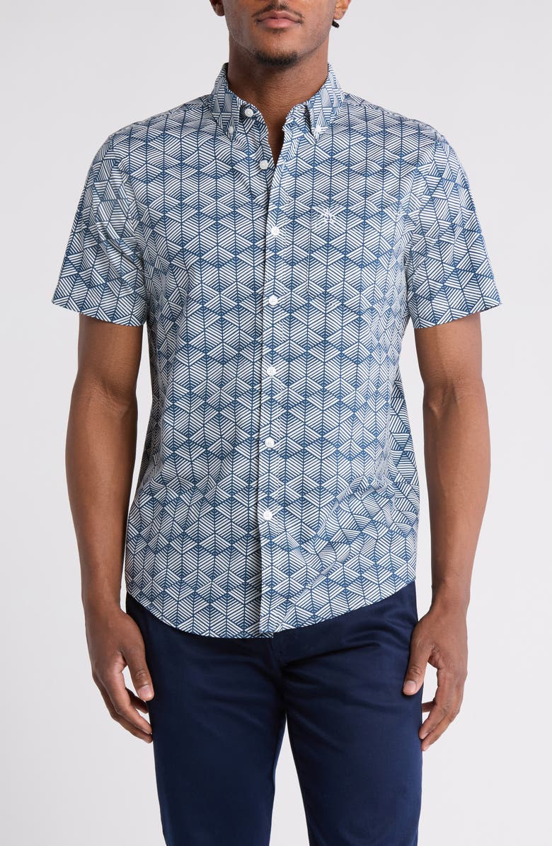 Original Penguin Short Sleeve Cotton Poplin Button-Up Shirt, Main, color,