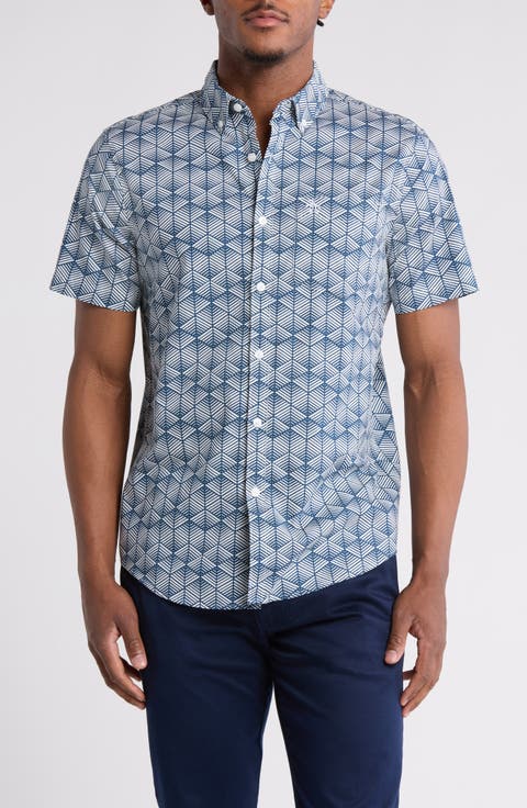 Short Sleeve Cotton Poplin Button-Up Shirt