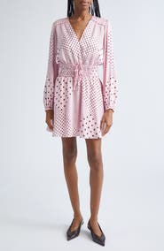 Derek Lam 10 Crosby Calanthe Print Long Sleeve Satin Dress