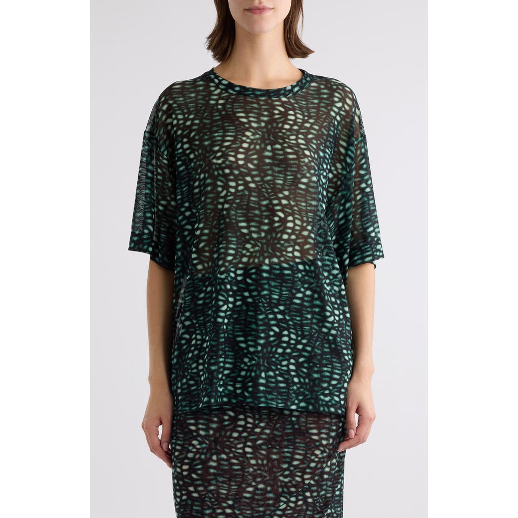 Shop Dries Van Noten Hoge Print Mesh T-shirt In Malachite