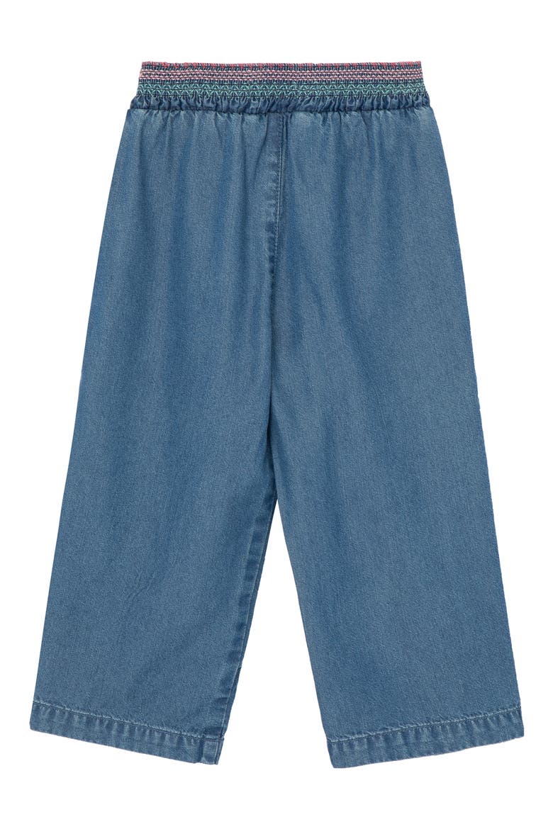 Kids' Wide Leg Embroidered Denim Pants, Alternate, color, INDIGO