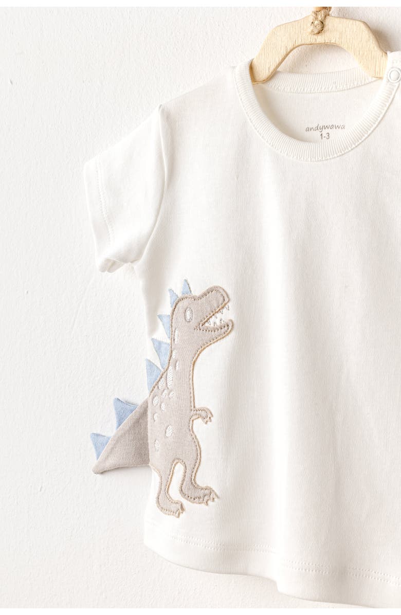 Andy Wawa Shorts Dinosaur Shirt Outfit Set, Alternate, color, Light Blue