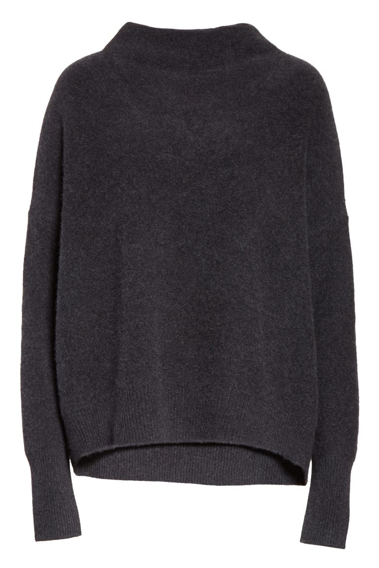 Cashmere Funnel Neck Pullover, Alternate, color, CARBON