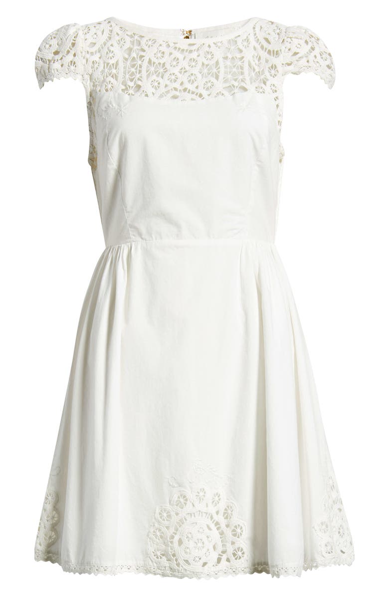 Cleobella Gail Cutwork Detail Cotton Minidress, Alternate, color, Ivory