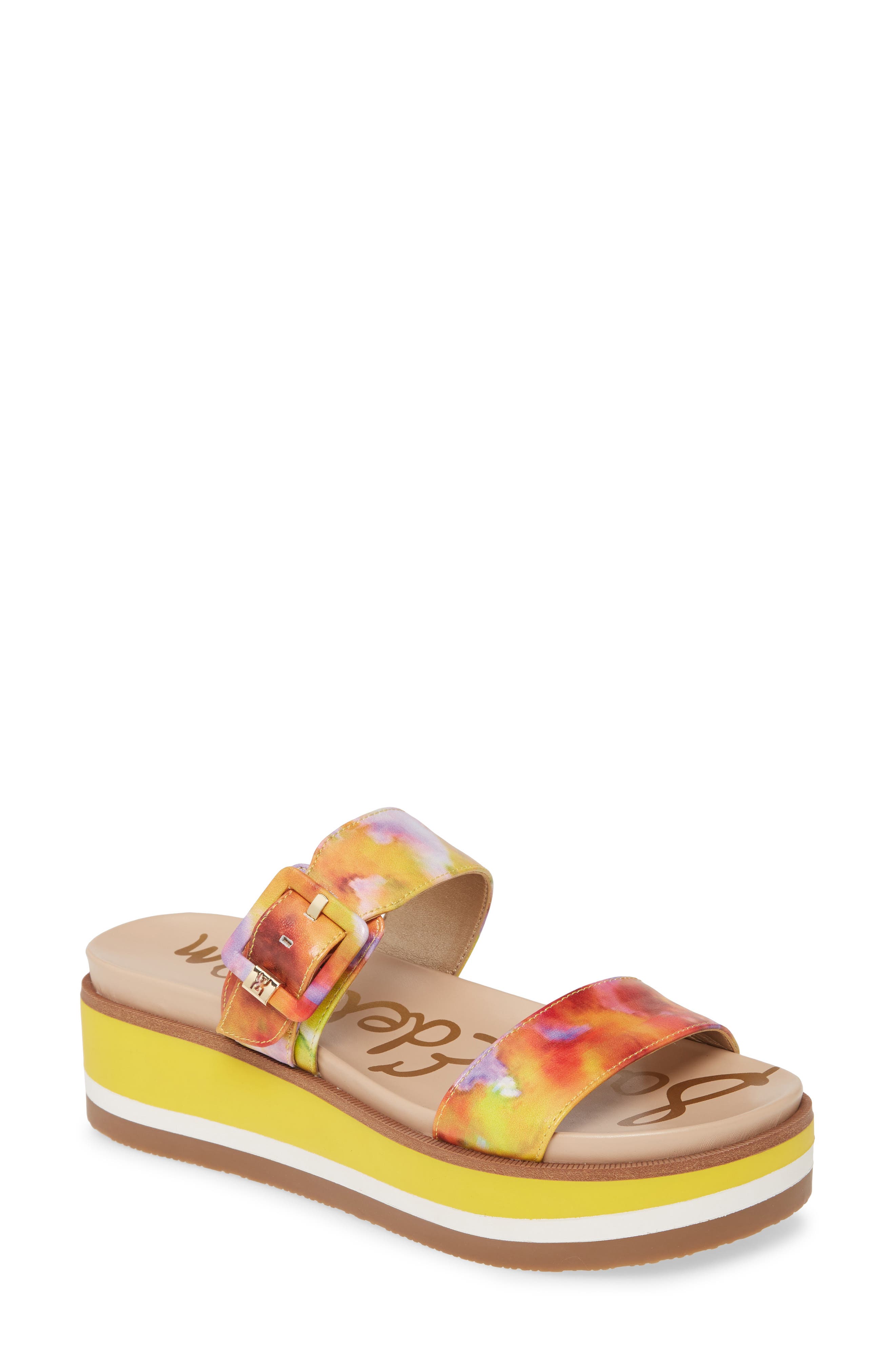 Agustine Platform Sandal, Main, color, LEMON ZEST MULTI LEATHER