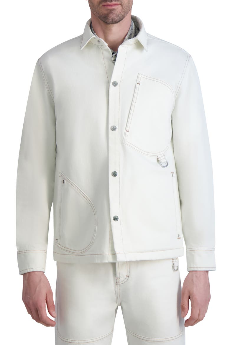 Snap-Up Denim Jacket, Main, color, NATURAL