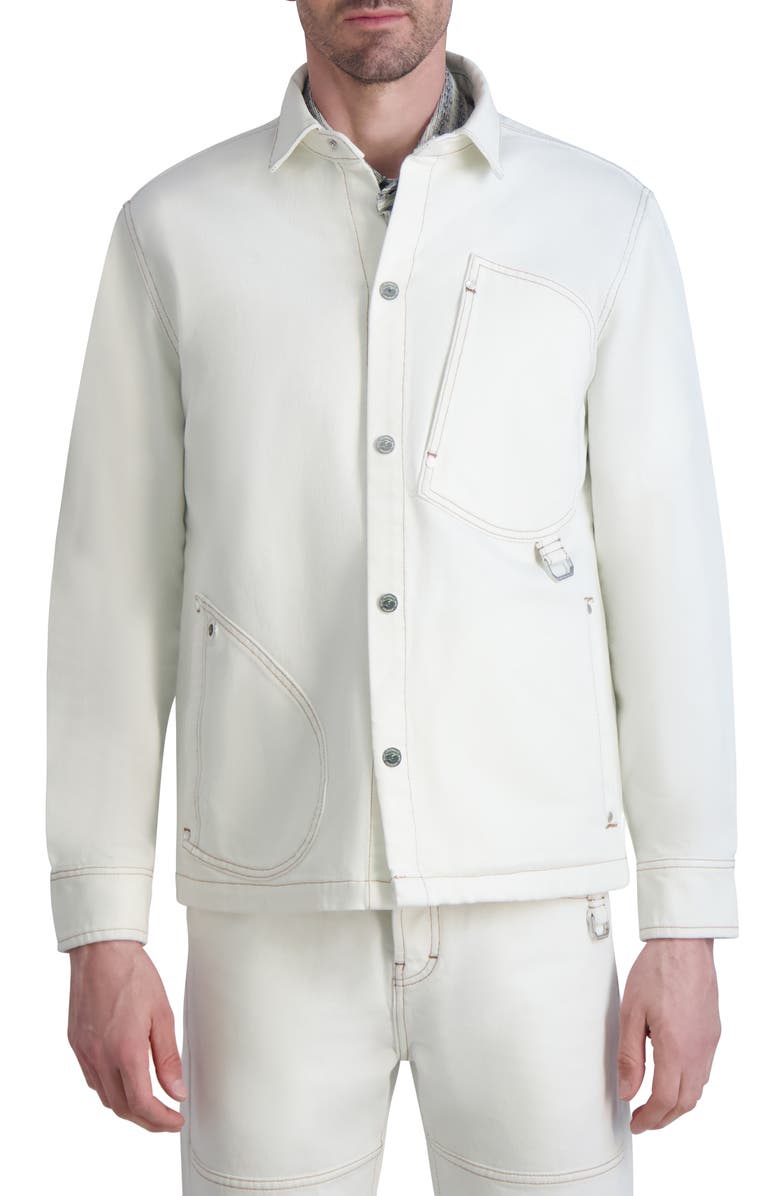 KARL LAGERFELD PARIS Snap-Up Denim Jacket, Main, color, 