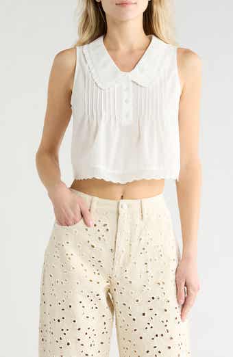 Vigoss Eyelet Trim Crop Shell
