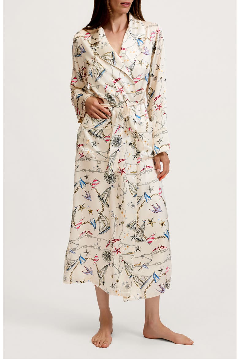 Silk Long Robe, Main, color, BEIGE
