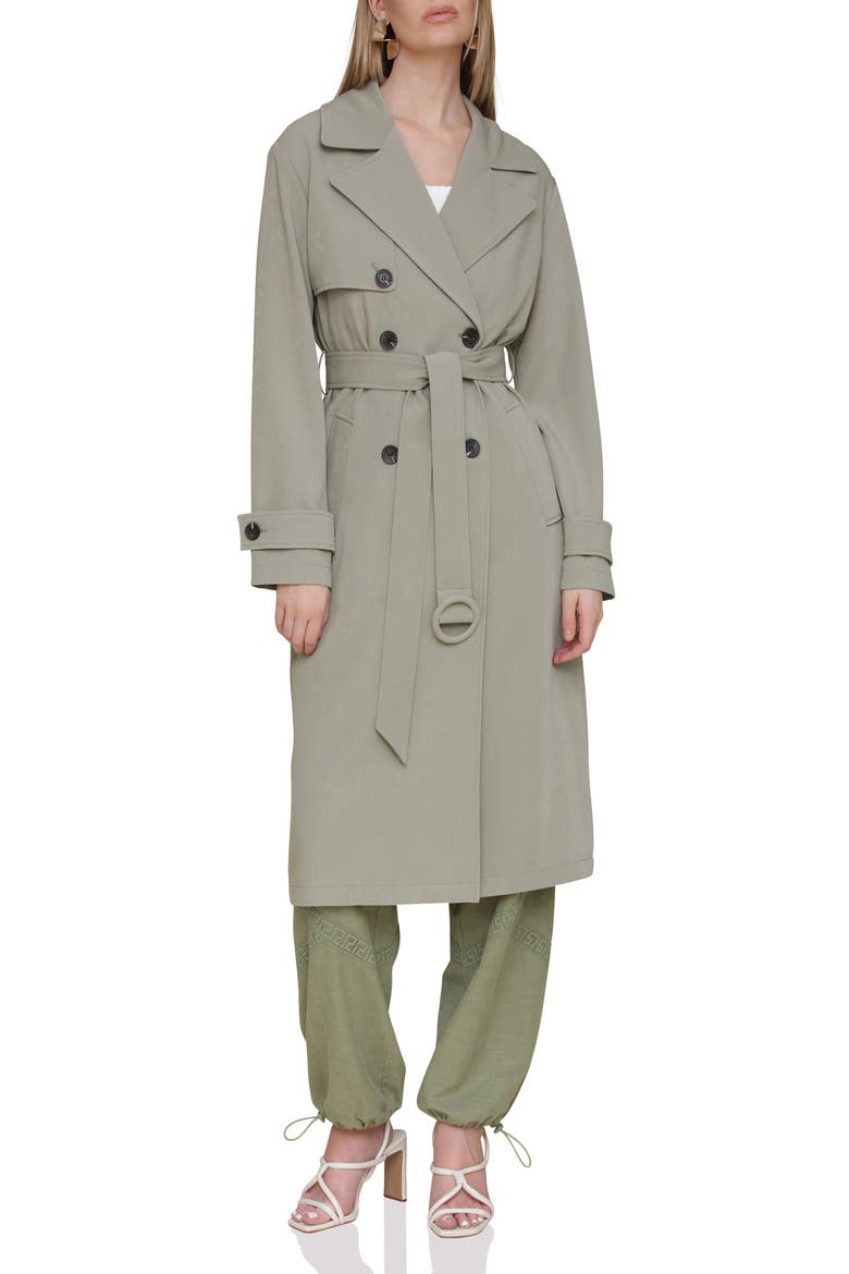Relaxed Fit Button Back Trench Coat, Alternate, color, DESERT SAGE
