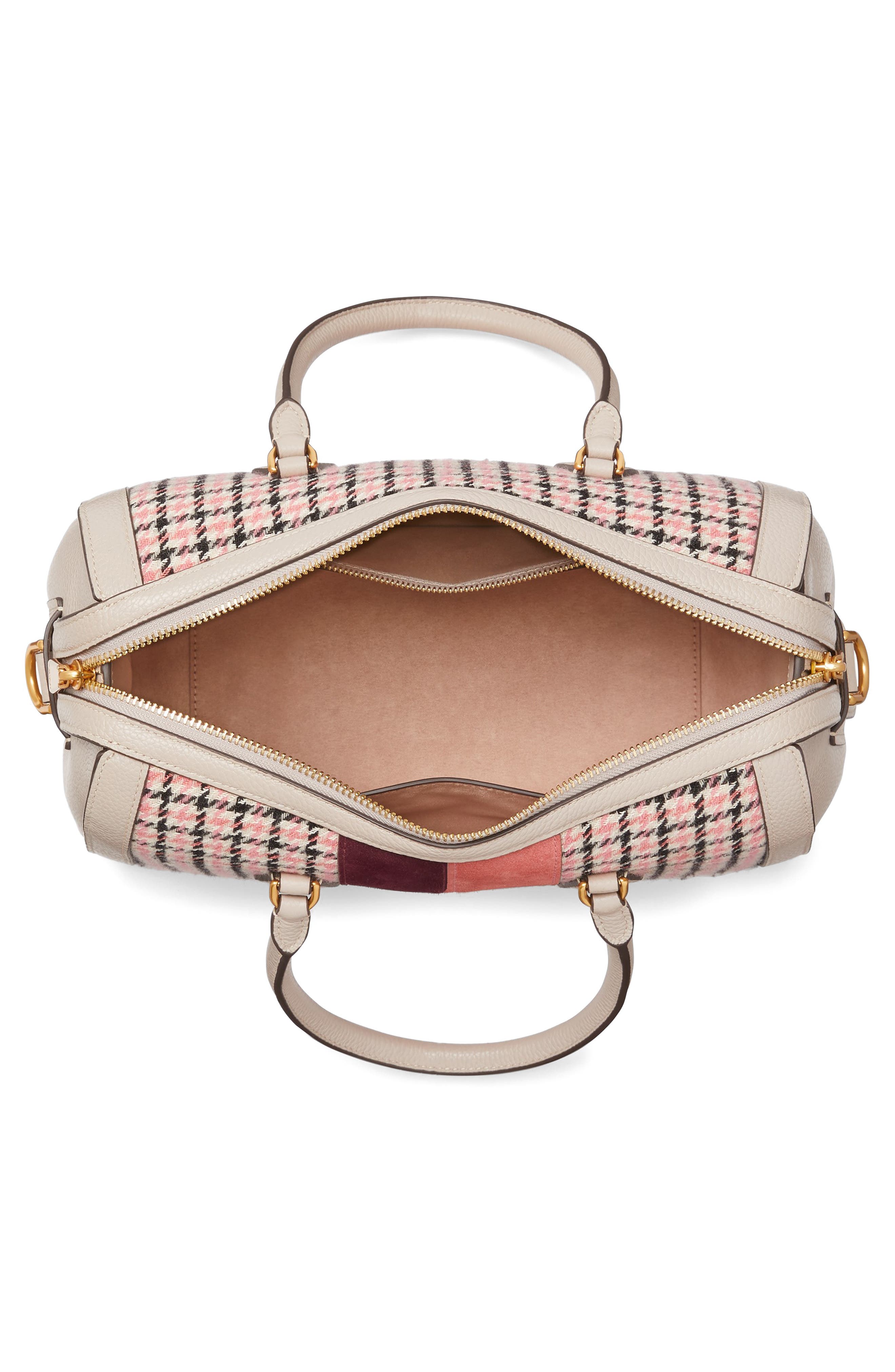 Kate Spade New York gramercy racing stripe houndstooth top handle bag, Alternate, color, 