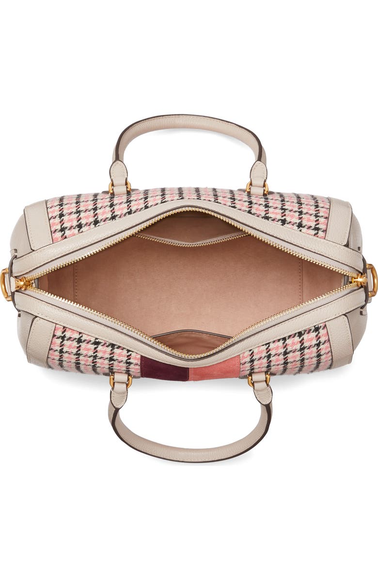 Kate Spade New York gramercy racing stripe houndstooth top handle bag, Alternate, color,