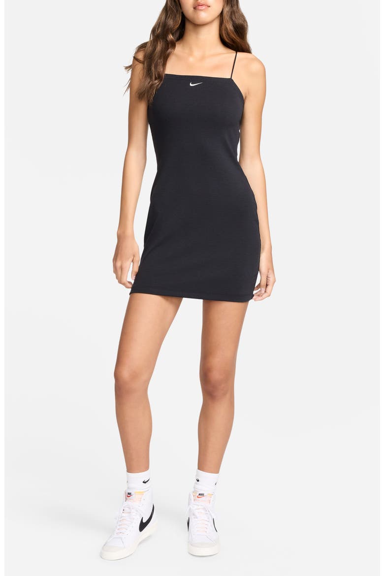 Sportswear Chill Knit Mini Rib Cami Minidress, Main, color, BLACK/ SAIL
