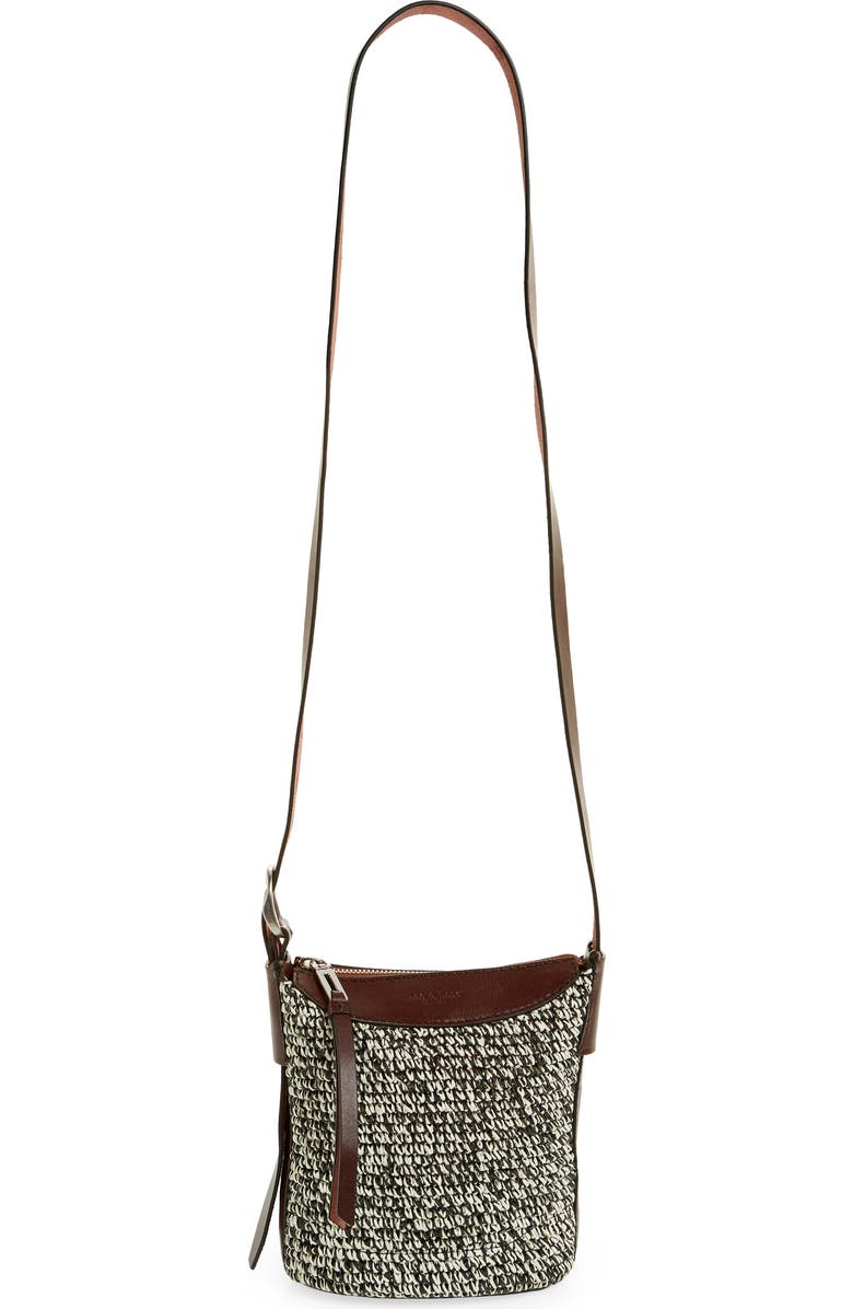 rag & bone Belize Mini Straw & Leather Bucket Bag, Alternate, color,