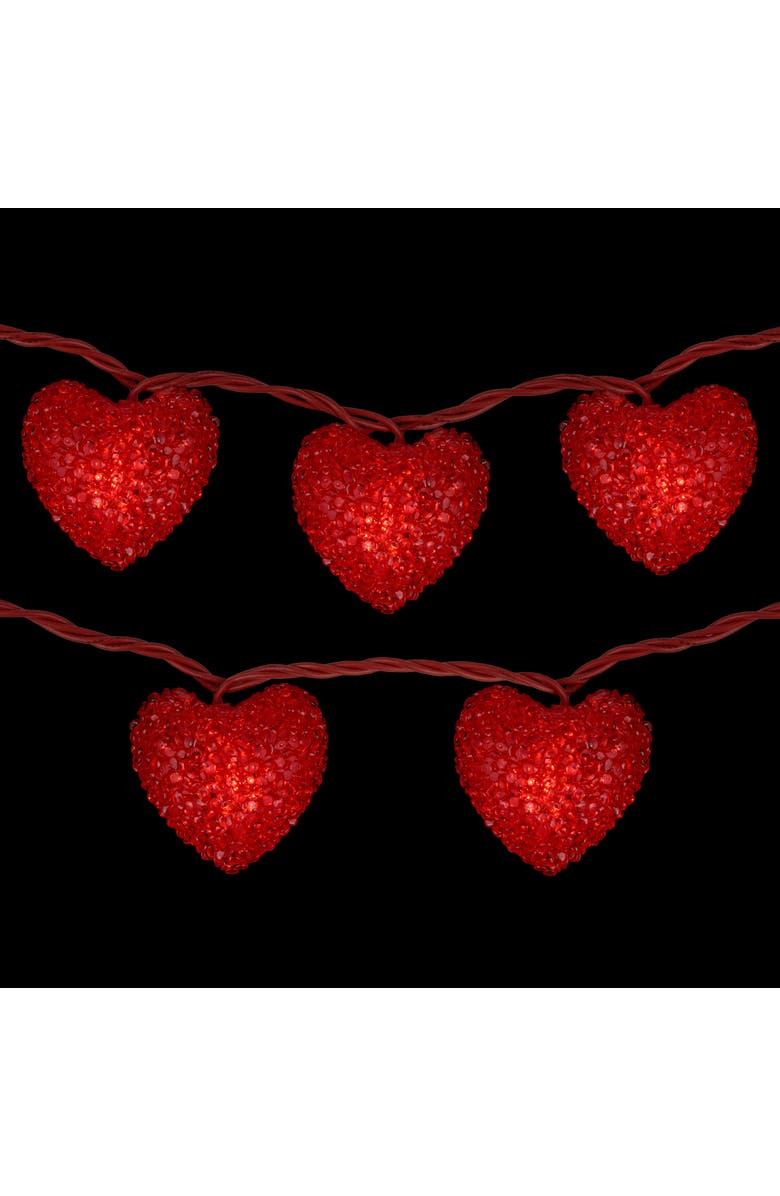 Northlight 10-Count Red Heart Mini Valentine's Day Light Set, 7.5ft Red Wire, Alternate, color,