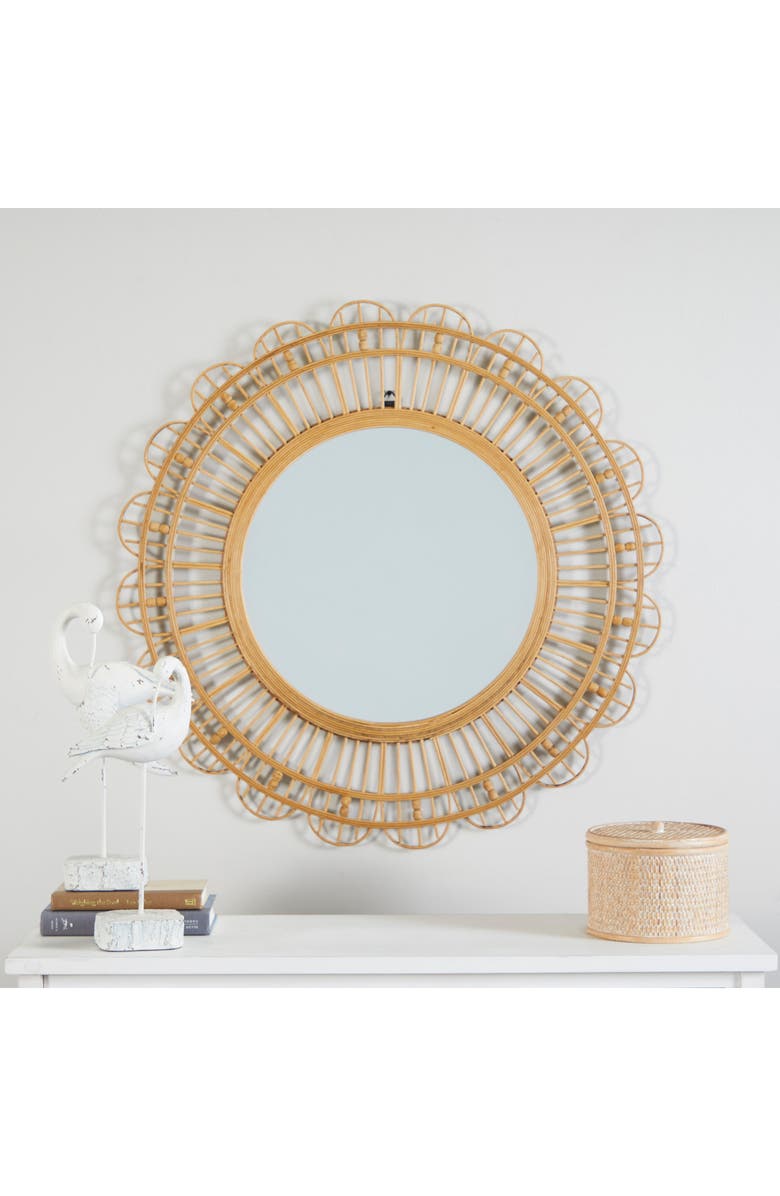 GINGER BIRCH STUDIO Bamboo Handmade Woven Mirror, Alternate, color,