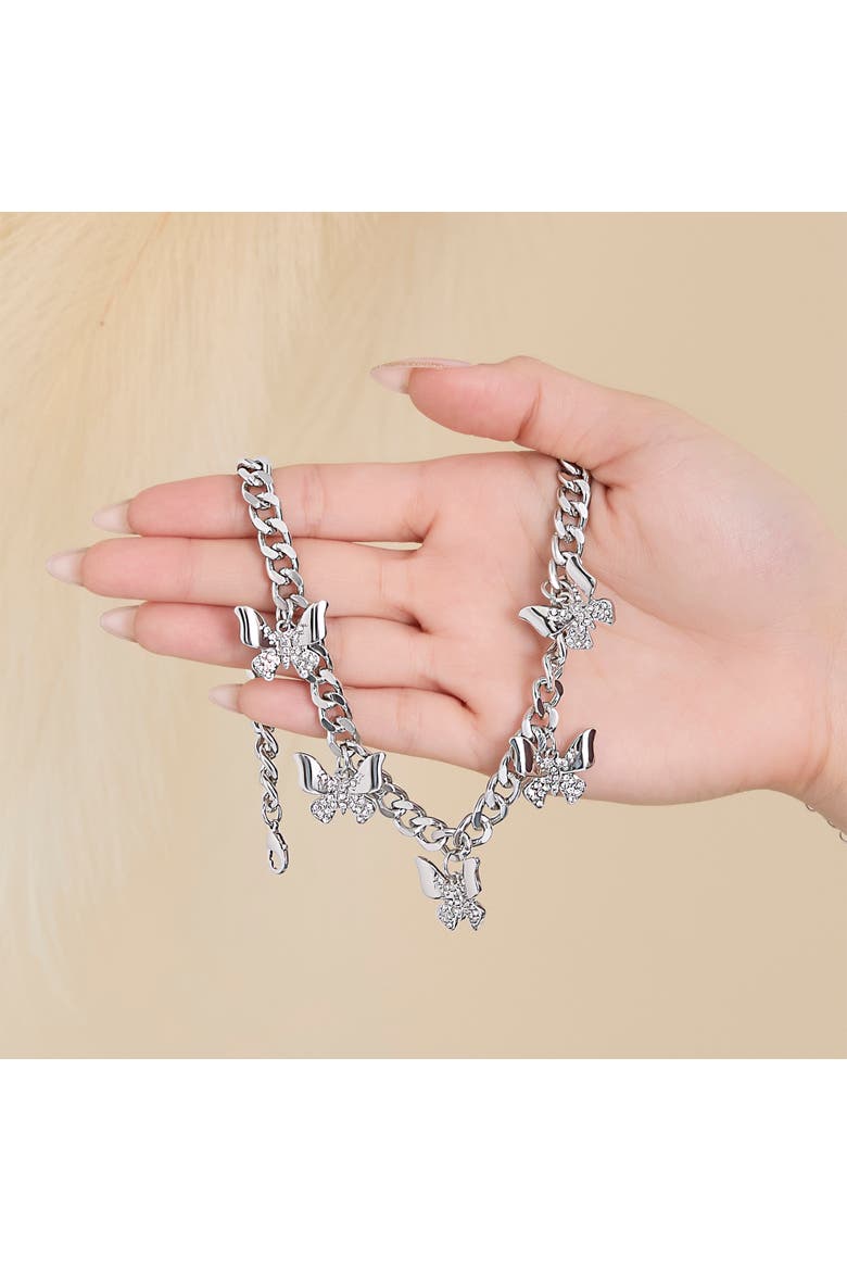 Chunky Butterfly Necklace, Alternate, color, Silver