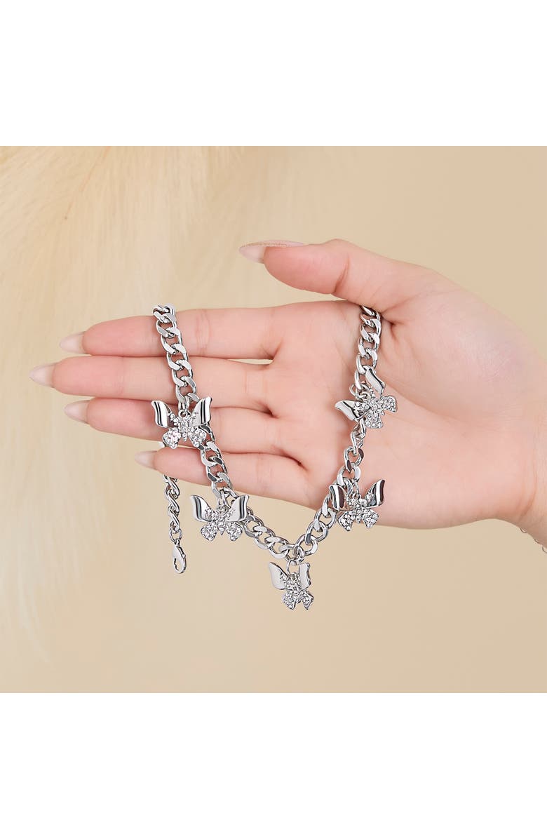 Jessica Simpson Chunky Butterfly Necklace, Alternate, color, Silver