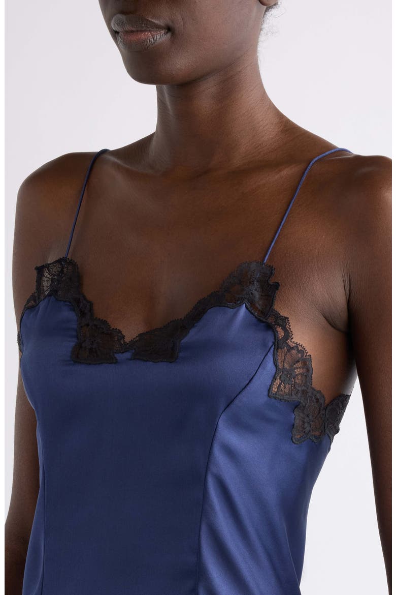 Amael Lace Trim Silk Camisole, Alternate, color, MIDNIGHT