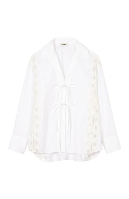 Sandro Womens Tie-front Long-sleeved Cotton Shirt Naturels In White
