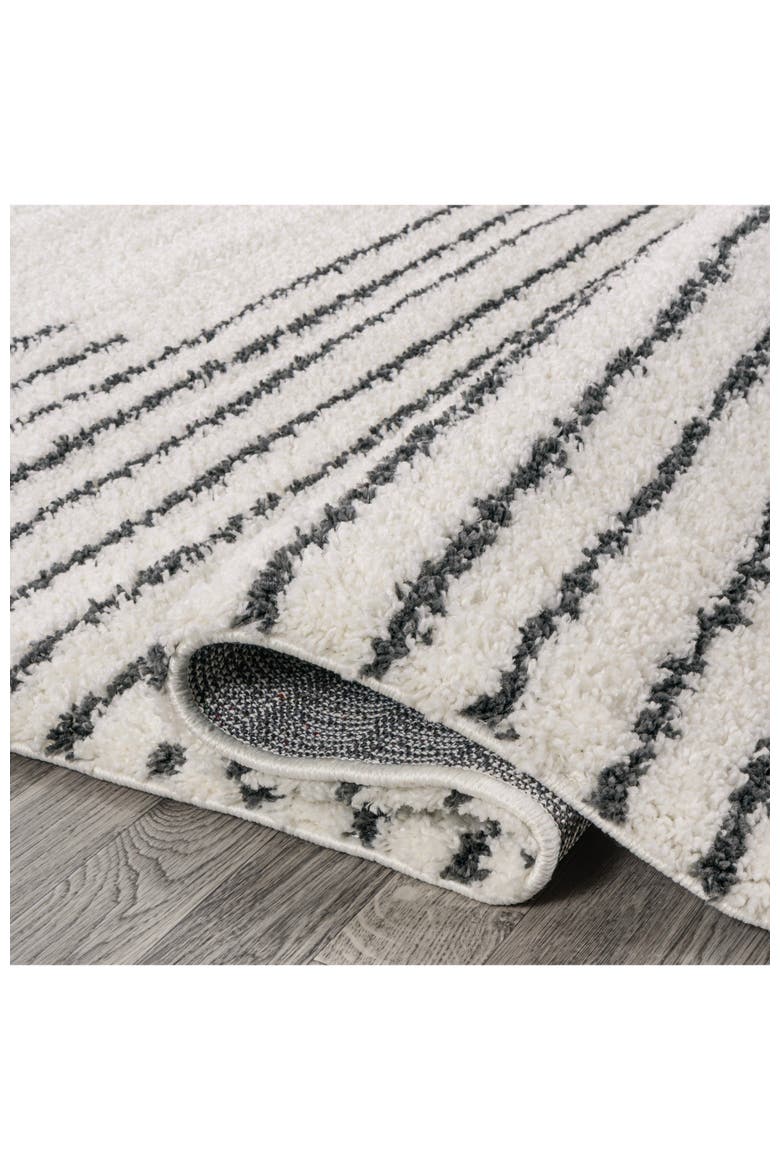 Petra Abstract Stripe Geometric Shag Area Rug, Alternate, color, White/Gray