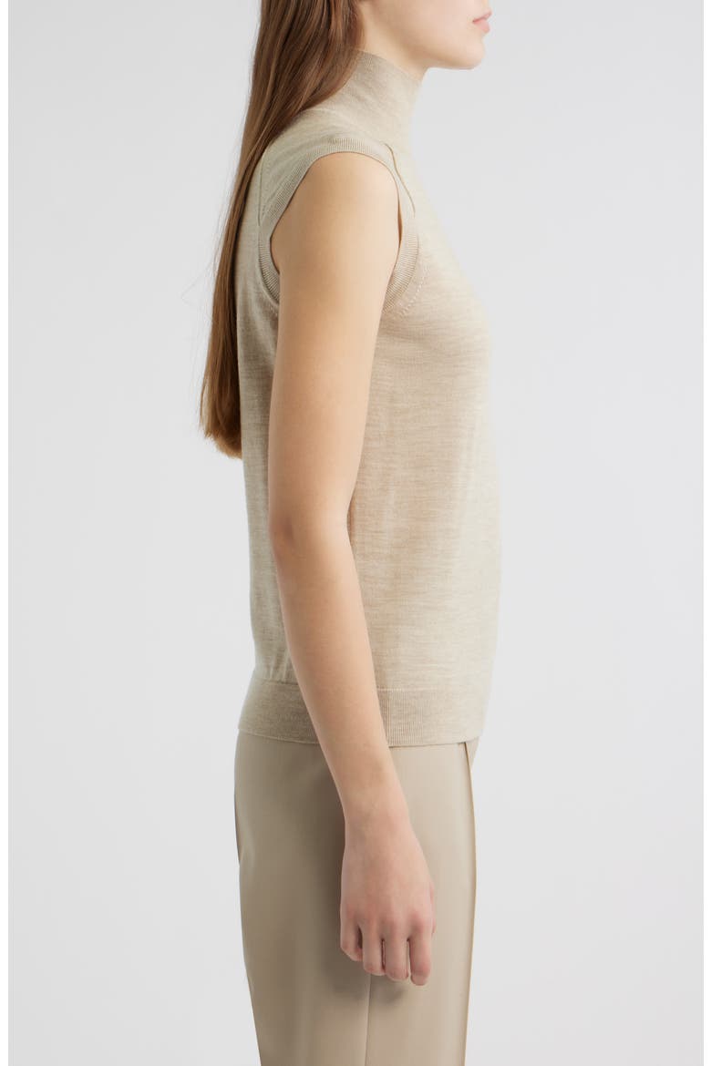 Fipini Turtleneck Sleeveless Virgin Wool Sweater, Alternate, color, LT BGE