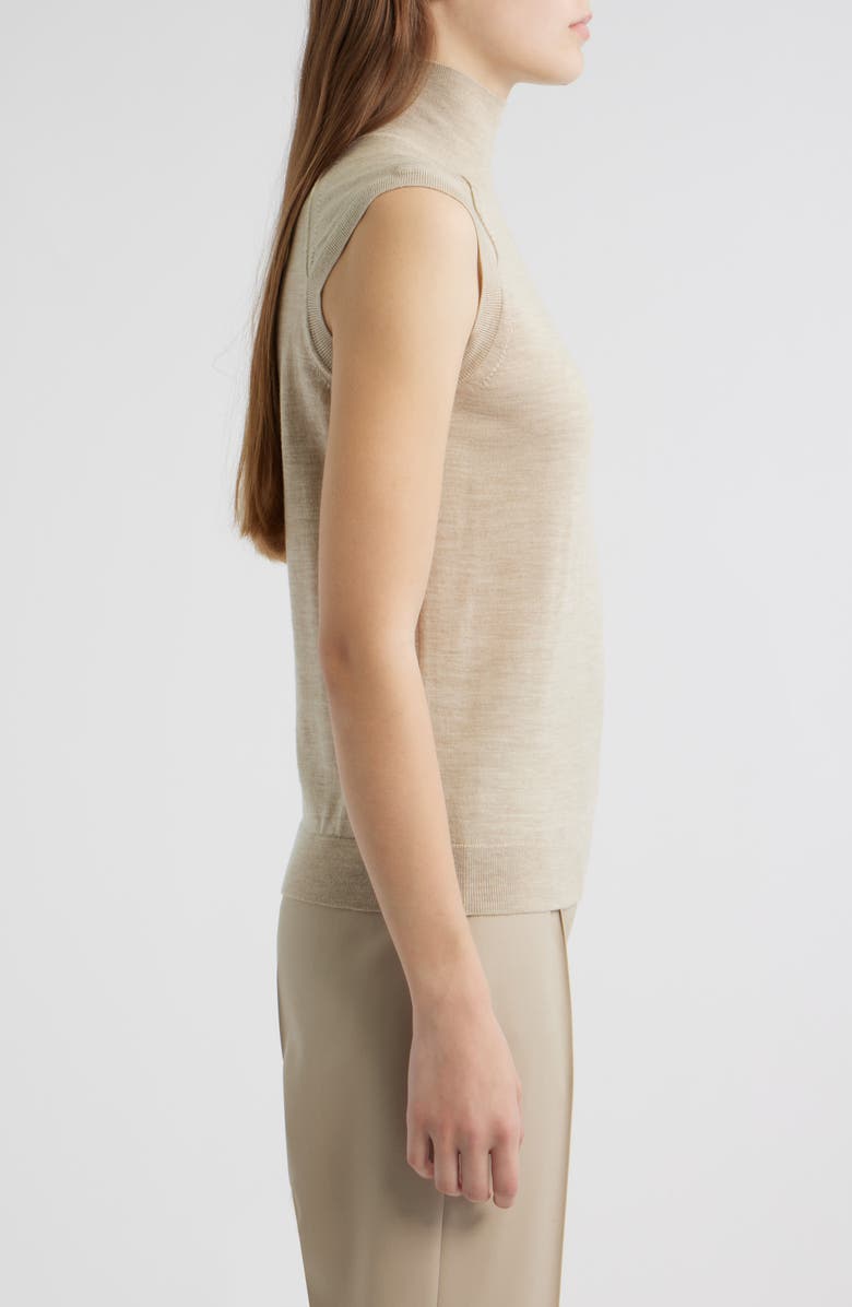BOSS Fipini Turtleneck Sleeveless Virgin Wool Sweater, Alternate, color, Pumice Melange