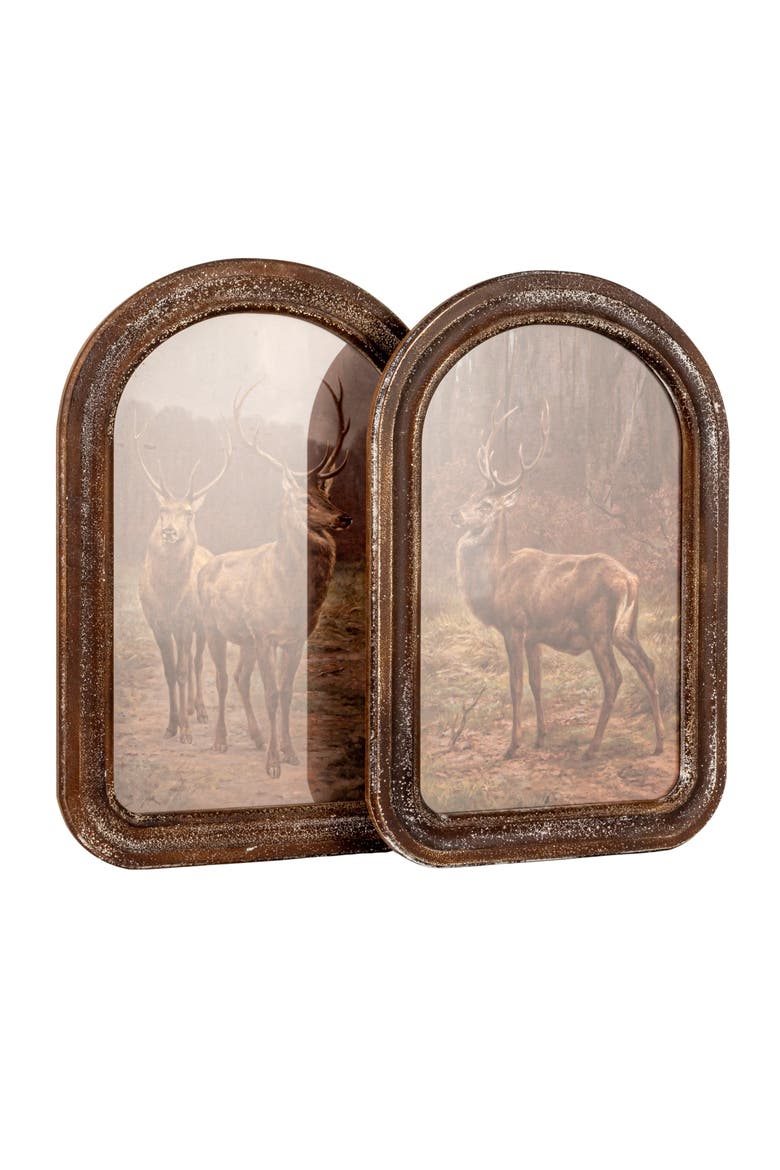 Framed Wall Décor with Stag in Forest, Main, color, Brown