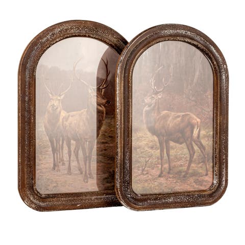 Framed Wall Décor with Stag in Forest