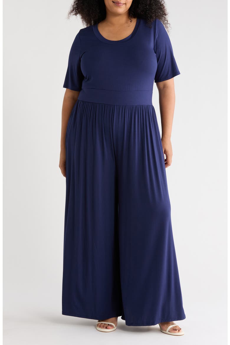 Knit Wide Leg Jumpsuit, Main, color, NAVY