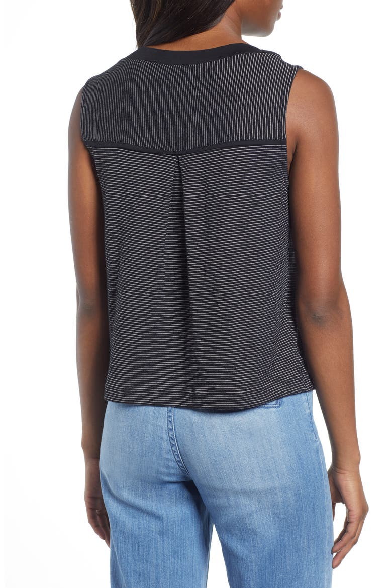 Stripe Knit Tank Top, Alternate, color, BLACK- WHITE THIN STRIPE