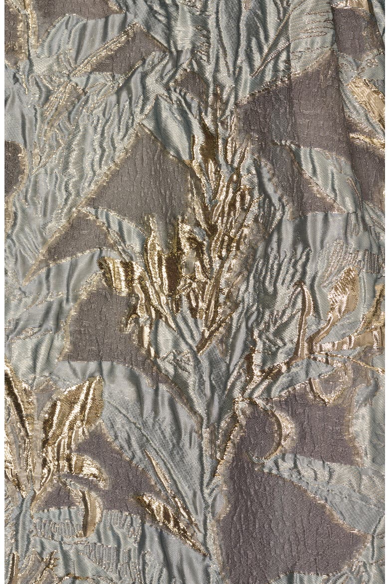 Metallic Leaf Jacquard Fit & Flare Cocktail Dress, Alternate, color, SLATE