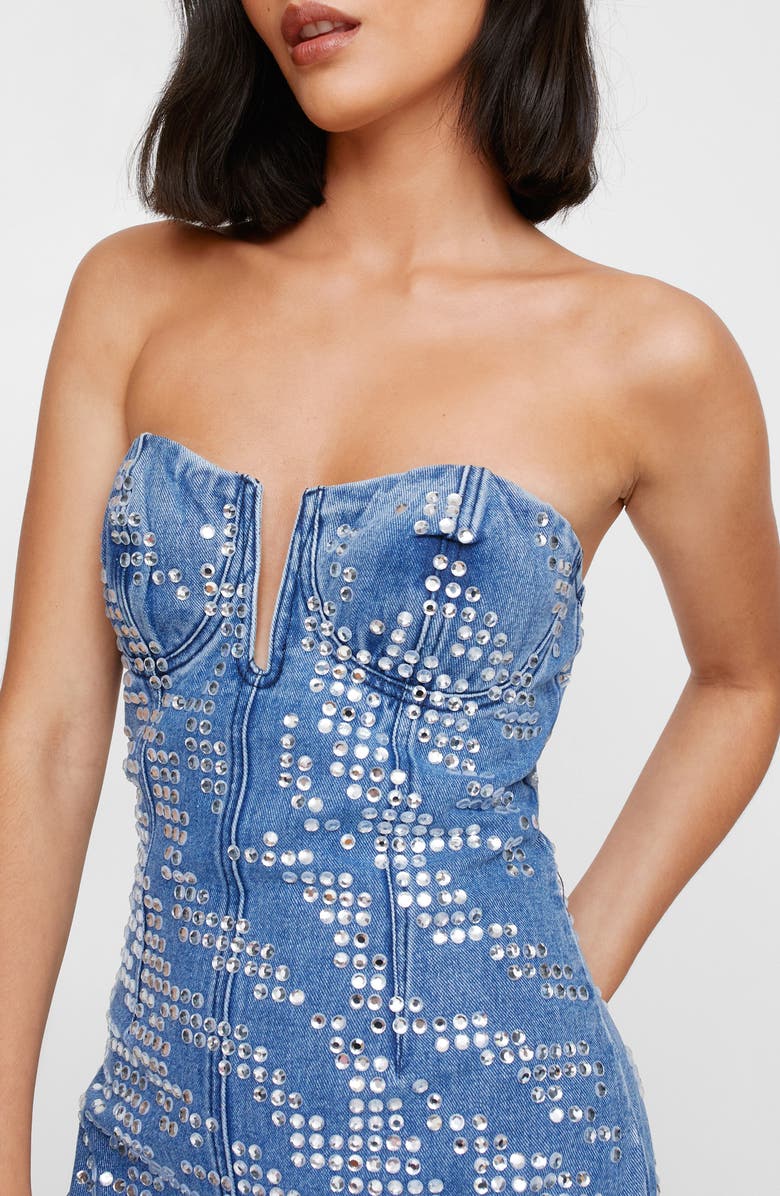 NASTY GAL Zebra Hotfix Denim Minidress, Alternate, color,