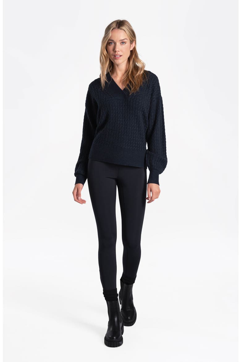 Camille Cable Knit Pullover Sweater, Alternate, color, BLACK HEATHER