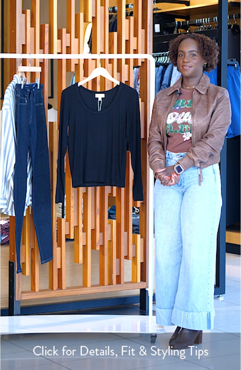 Scoop Neck Long Sleeve Rib Top, sales video thumbnail